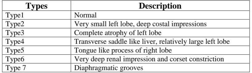 Table 3.1. Netter's classification of morphological variations of liver 