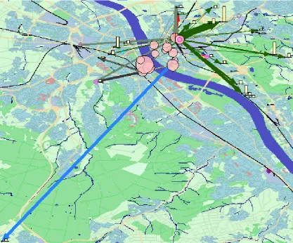 Figure 4. The map display shows the situation on a selected time interval. 
