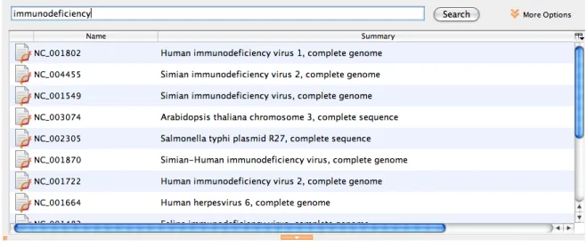 Figure 2.4: The Search tab of the Document Table