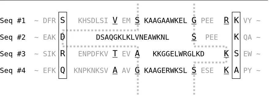 Figure 3.1: An example of virtual walls (sequences from 1aab_ref1 in BAliBASE v1.0) 