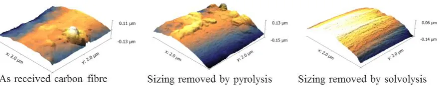 Table 2. Results from AFM microscopy on the surface roughness of the ﬁbres