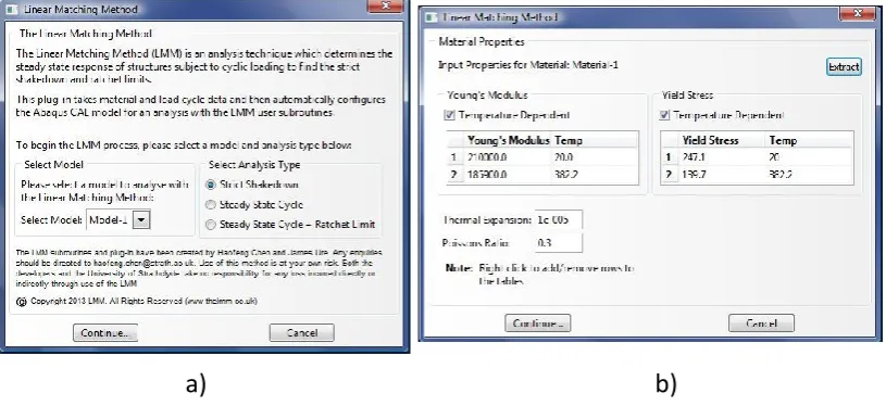 Fig. 8.  a) Main dialog box; b) Materials dialog box  