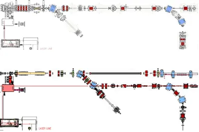 Figure 2.2. Engineering layouts of (top) the existing VELA facility and (bottom) VELA and the front endof CLARA once CLARA is fully installed.