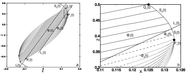 Figure 5.4: Cubic case: (a) The solution for M2(t). (b) Zoomed in around P+(t).