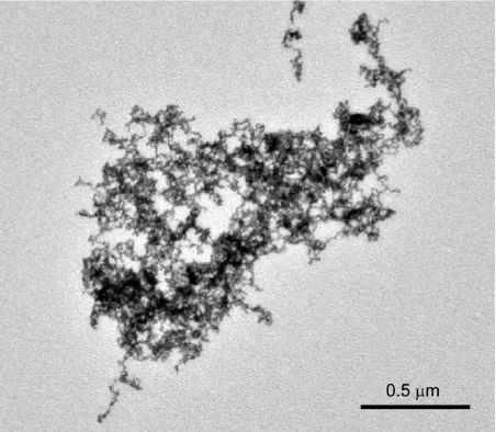 Figure S3. TEM image of Au nanoparticle aggregates grown with the Cys-free peptide (GRP)3