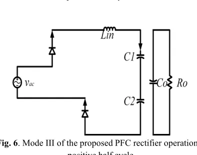 Fig. 6. Mode III of the proposed PFC rectifier operation in 