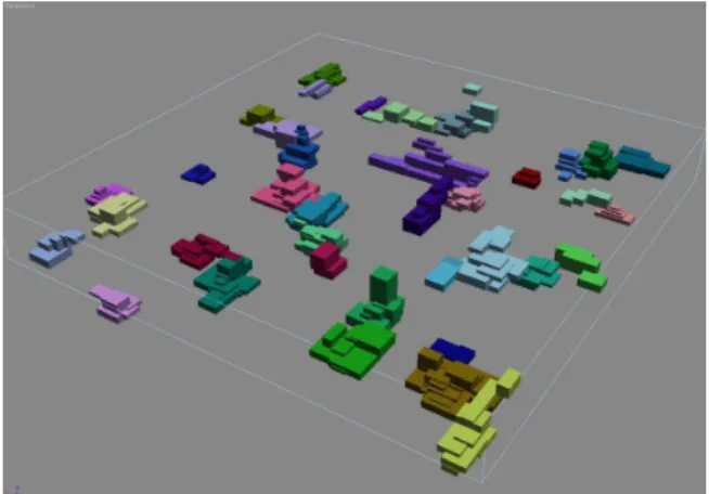 Figure 3: Boxes in 3D Studio Max representing a square region of clouds.