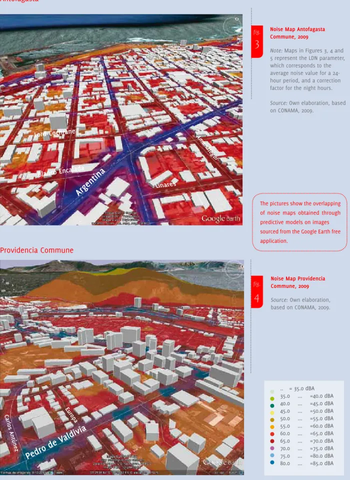 fig. Noise Map Providencia  Commune, 2009 Source: Own elaboration,  based on CONAMA, 2009.