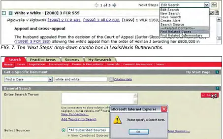 FIG. 7. The ’Next Steps’ drop-down combo box in LexisNexis Butterworths. 