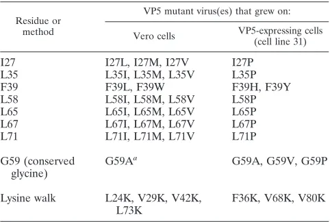 TABLE 3. Replication properties of the VP5 mutant viruses