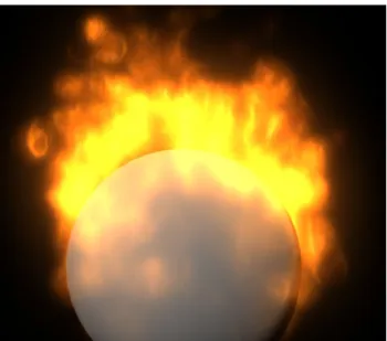 Figure 2.1: A burning sphere we created using Maya Dynamics method and rendered in mentalray.