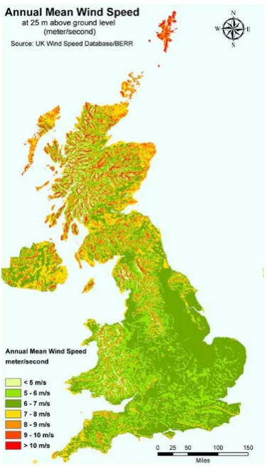 Figure 2: Wind resource map of the UK1