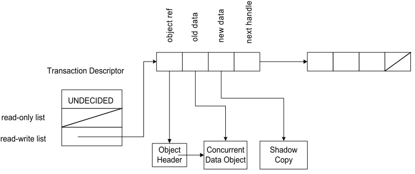 Figure 3.2. Transaction descriptor structure of an active transaction with an empty read-only 