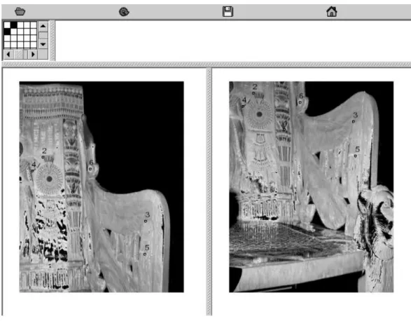 Figure 5. Range scans represented as images for picking corresponding points, shown with corresponding numbers here.