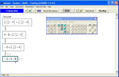 Figure 1. A screen shot from Aplusix: Algebra Learning Assistant 