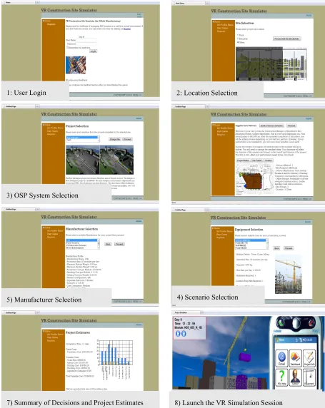 TABLE 1: VR Environment Initial Selection Screens 