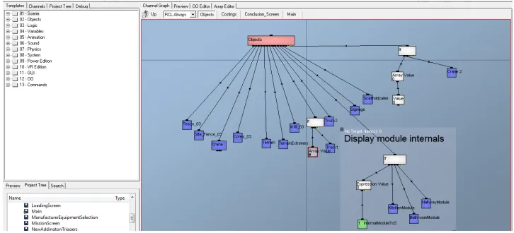 Fig. 8 presents the static elements connected to the interface, which were directly generated using 3DS and bitmap files (which appeared at particular locations)