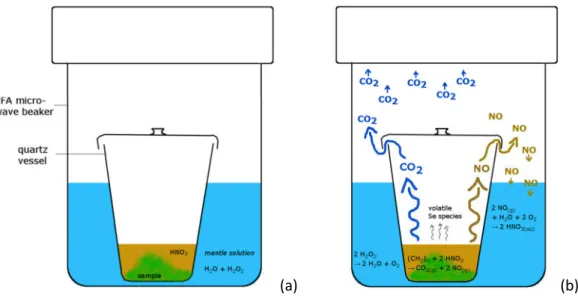 Figure 26: Implemented digestion method after Kopp (1999) (a) preparation of digestion beakers