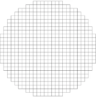 Fig. 1: Stair-step grid used for the discretisation of the particle. The depicted grid is much