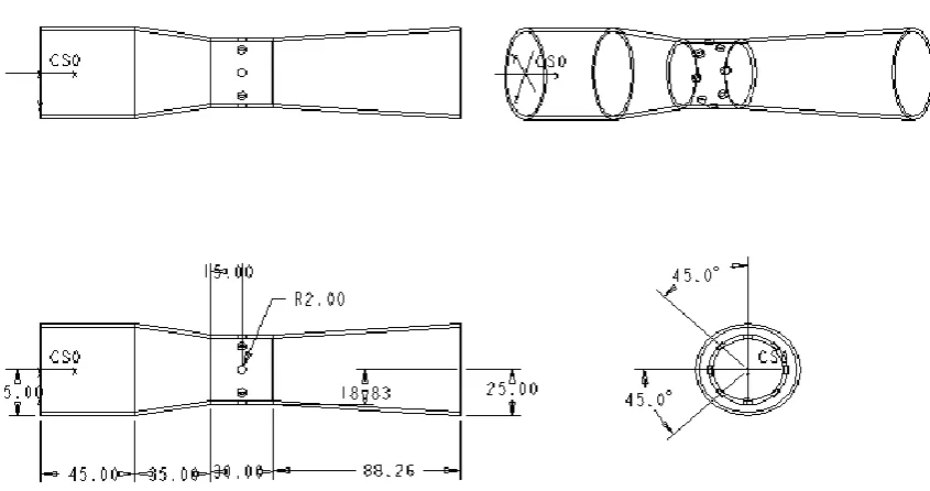 Figure 1.  Details of the 8-hole Venturi mixer used in the CFD modeling.  