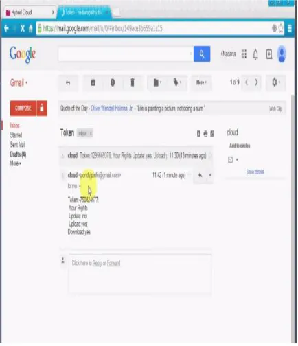 Fig 5.Cloud user activation mail  