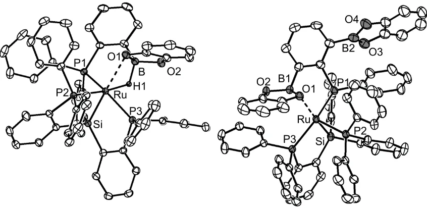 Figure 2.6. Left: Solid-state structure of 2.14. Right: Solid-state structure of 2.15
