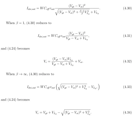 Fig. 4.7 shows the plot of Vc−Vsi as a function of Vgt−Vsi. Here, we exclude the eﬀect