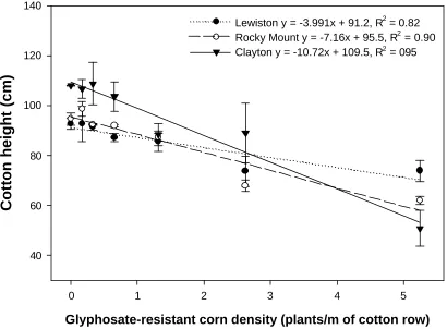 Figure 2.  Effect of glyphosate-resistant corn density at the last measuring timing at each 