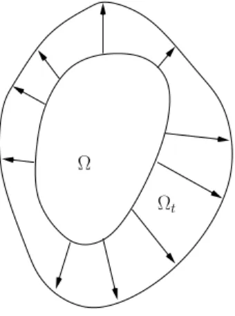 Figure 2.2: Perturbed Ω t and unperturbed domain Ω