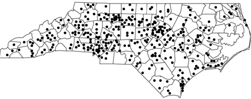 Figure 4. Map representation of schools that participated in this study.  