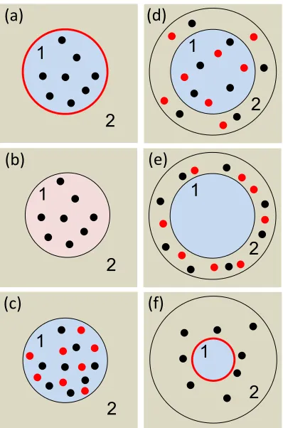 FIG. 2. Overview of different types of systems. Systems of all types contain a spherical region of medium1 with dielectric constant ε1 surrounded by medium 2 of inﬁnite size with dielectric constant ε2