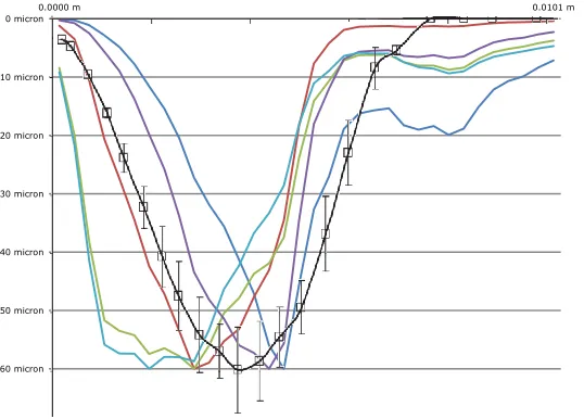 Figure 16: Quantitative comparison of the experimental wear profile taken from (2) with the profiles yielded by the different erosion models