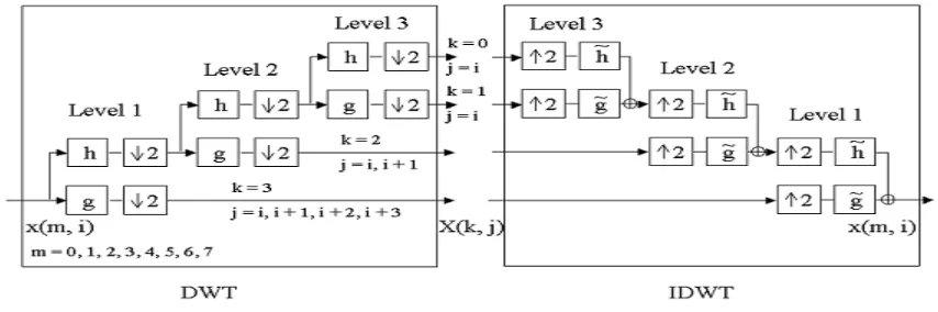 Figure 1(b): Three level Wavelet packet transform 
