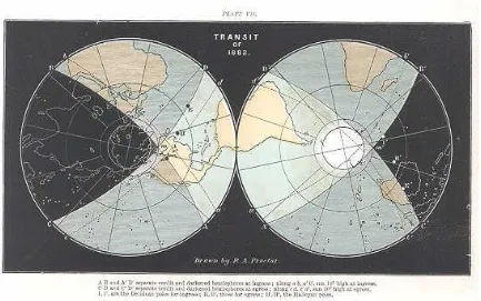 Figure 27:  Visibility of the Transit of Venus in 1882 (After Proctor, 1882b: Plate VII)