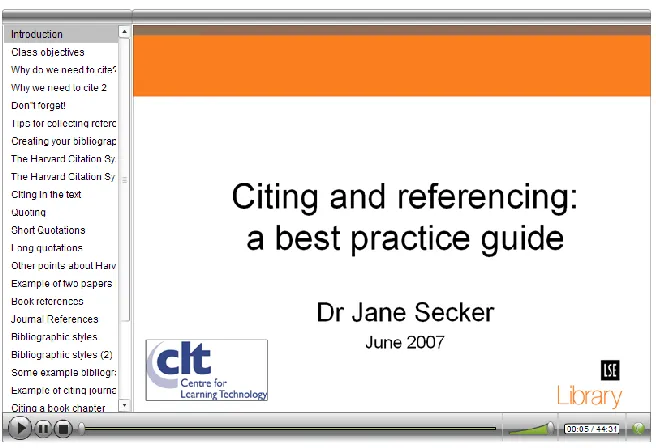 Figure 2: The citing and referencing podcast produced at LSE 