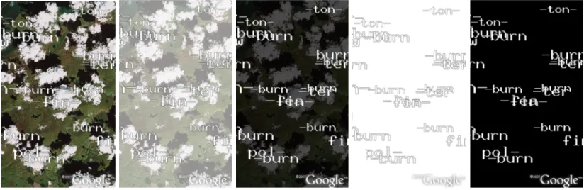 Figure 7: Visual interference with background imagery. From left to right: the clouds on the aerial photograph make the overlaid text hard to read