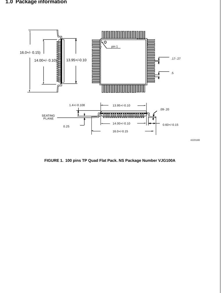 FIGURE 1. 100 pins TP Quad Flat Pack. NS Package Number VJG100A
