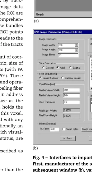 Fig. 4 – Interfaces to import image ﬁles and parameters.