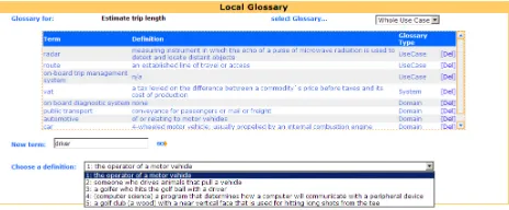 Figure 6. Sense definition during requirements specification with UCaRE