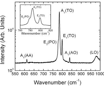 Figure 4.   Raman spectrum from 550-1000 cm-1 of a 1 µm thick epitaxial layer from SG on a 4H-SiC(1120) substrate