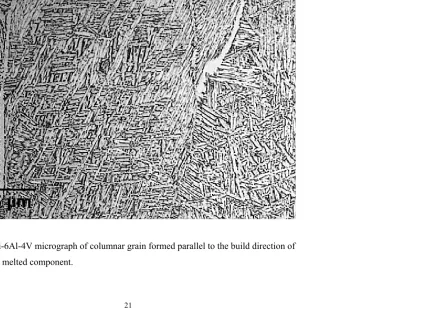 Figure 3.4:  Ti-6Al-4V micrograph of columnar grain formed parallel to the build direction of 