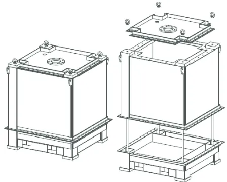 Figure 1. Experimental mock-up simulating 1/6 CP 5.2 packaging system. 