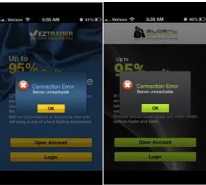 Figure 5. Identical GUIs on iOS for two trading programs.