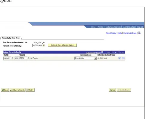 Figure 2. Security By Department Tree page