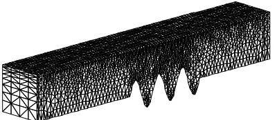 Fig. 12 Illustration of initial mesh for scattering problems due to periodic bars 