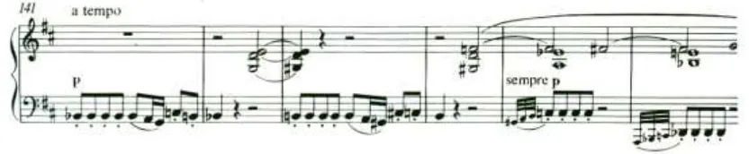 Fig. 2 Liszt, Sonata in B minor, bars 141-146.  