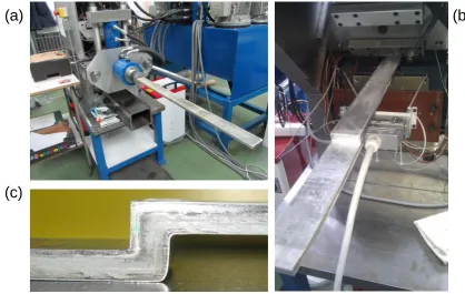 Fig. 4 I-ECAP machine for plates (a), hydraulic power pack (b), control cabinet (c) and its pulpit (d)