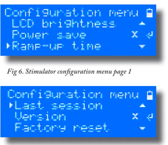 Fig 6. Stimulator configuration menu page 1