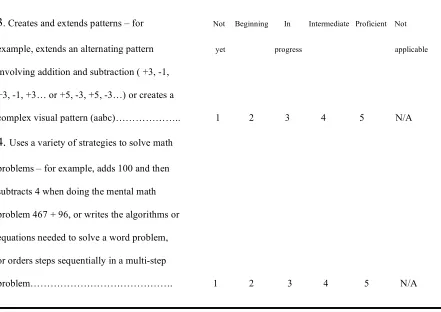 Table 3.9 Teacher Academic Rating Scale – Mathematics Grade Three, sample questions 