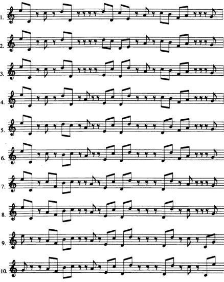 FIGURE 2.4 The ten melodic variations in the A-identity of The 3 Faces of Karen 